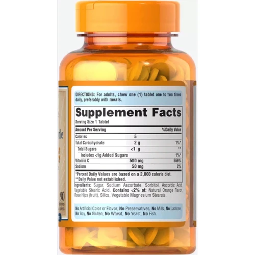 Puritan's Pride Vitamin C-500 mg with Bioflavonoids And Rose Hips 90 Chewable Tablets: Тип Витамин C