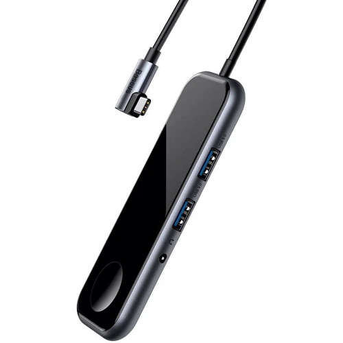 Адаптер Baseus Adapter Superlative USB-C to 2xUSB3.0+HDMI+3.5mm Deep Grey with Wireless Charger (CAHUB-AZ0G) for Apple Watch: Дополнительные разъемы 3.5mm Headphone, HDMI, USB OTG