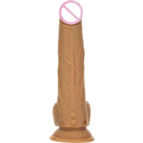 Фаллоимитатор с пульсацией Naked ADDICTION Dominic 9″ Caramel, пульт ДУ, диаметр 4,2 см