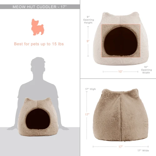 Будинок – лежак Best Friends Meow Hut Fur Cat Bed для котів пшеничний 44х44 см (bf4662) фото 3