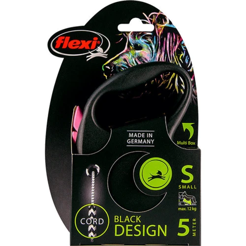 Поводок-рулетка Flexi Black Design S до 12 кг 5 м розовый (4000498033319): Тип шнура Трос