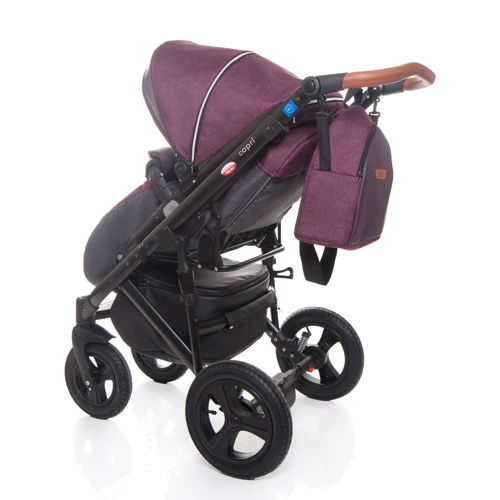 Универсальная коляска 2-в-1 Broco Capri textile burgundy: Материал колес резина (надувные)