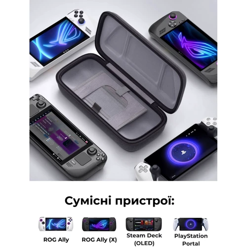 Аксессуар для приставок Сумка-чехол JSAUX для Steam Deck \ OLED, ROG Ally, ROG Ally X, Nintendo Switch \ OLED, PlayStation Portal BG0106X серый: Совместимость Универсальный