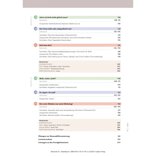 Momente A1: Arbeitsbuch plus interaktive Version: Кількість сторінок 244
