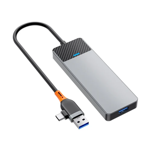 Адаптер WIWU Linker Adapter A431C USB/USB-C to USB-C+3xUSB3.0 Gray: Інтерфейс підключення USB 2.0, USB-C