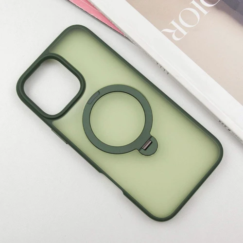 Чехол для iPhone Mobile Case Metal Buttons with MagSafe HQ Ring Green for iPhone 16 Pro Max: Материалы поликарбонат и полиуретан