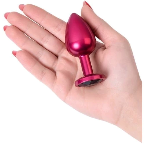 Анальна пробка із кристалом Metal By Toyfa Red Anal Plug with black gem