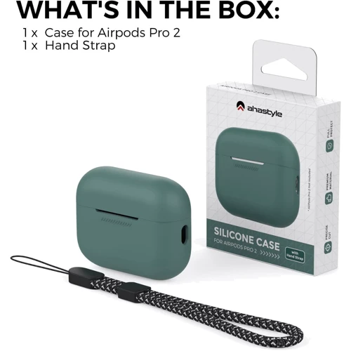 Чехол для наушников AhaStyle Silicone Case with strap Midnight Green (X003E46FGX) for Apple AirPods Pro 2 фото 6