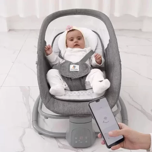 Убаюкивающий центр-качель Mastela light grey светлосерый 8113: Дополнительные удобства дуга с игрушками, таймер отключения укачивания, Система складывания, Ремни безопасности, регулируема