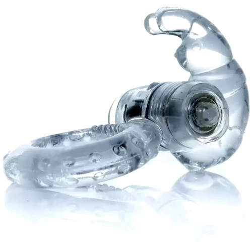 Эрекционное вибро кольцо BOSS Rabbit Vibro Cock Ring Clear, BS6700049