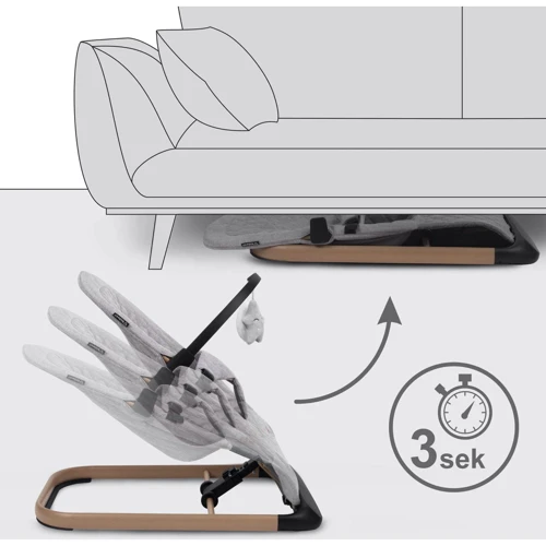 Кресло-качалка Kidwell LARO Full Grey/Wooden (Hnrt_4872): Дополнительные удобства Съемный чехол, Система складывания, Ремни безопасности, регулируемая спинка, Изменение наклона