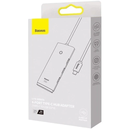Адаптер Baseus Adapter Lite Series USB-C to 4хUSB3.0+USB-C Black (WKQX030301) фото 4