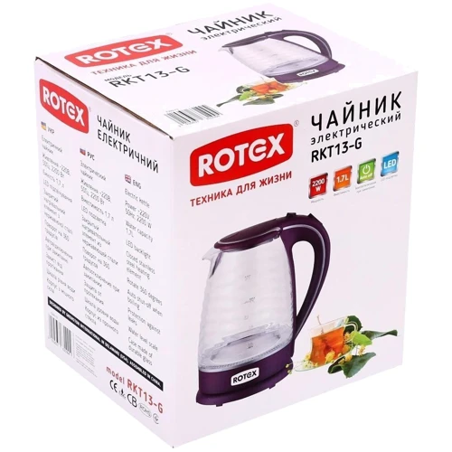 Электрочайник Rotex RKT13-G: Тип нагревательного элемента дисковый (скрытый)