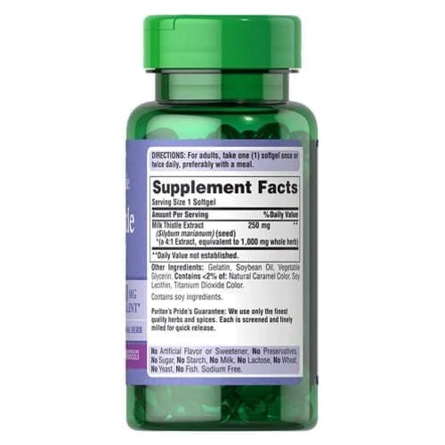 Puritan's Pride Milk Thistle 4:1 Extract 1000 mg 90 caps (Silymarin) Расторопша: Форма выпуска Капсулы