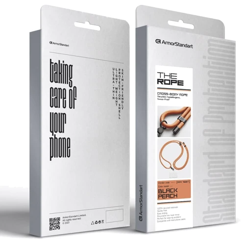 Ремешок для смартфона ArmorStandart Rope Black Peach with Clear holder (ARM76097) фото 5
