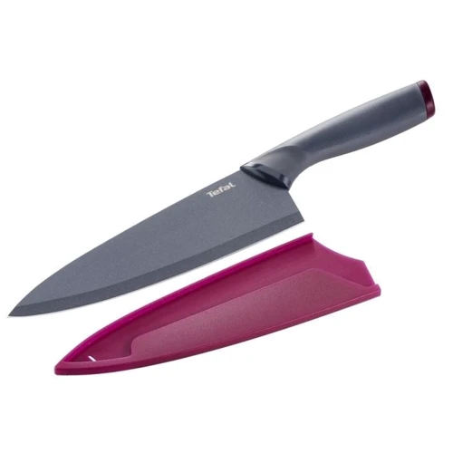 Ніж шеф-кухаря Tefal Fresh Kitchen 20 см із чохлом (K1220205): Лезо Нержавеющая сталь