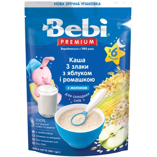 

Каша молочная Bebi Premium 3 злака, яблоко, ромашка 200 г (1105086)