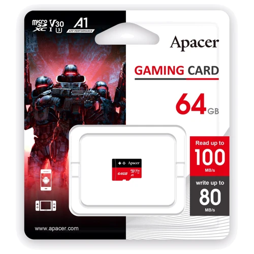 Карта памяти Apacer 64GB microSDXC Class 10 UHS-I U3 V30 A1 (AP64GMCSX10U7-RAGC): Тип карты MicroSDXC