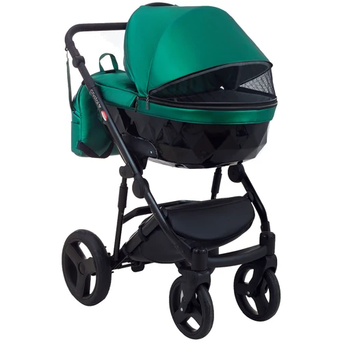 Коляска 2 в 1 Bair Crystal 100% кожа BC-35 зелёный перламутр — черный (624453): Ширина шасси 58.5 см