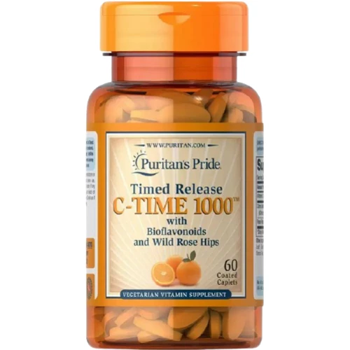 Puritans Pride, Vitamin C-1000 with Rose Hips 1000 mg Витамин C с биофлавоноидами и шиповником 60 каплет