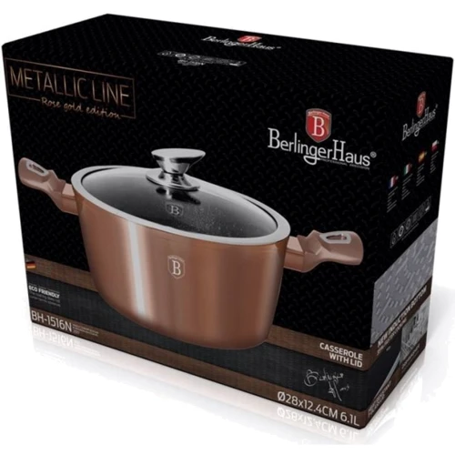 Кастрюля Berlinger Haus Metallic Line Rose Gold Edition с крышкой 6.1л (BH 1516N): Тип Традиционная