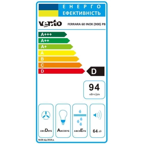 Вытяжка Ventolux FERRARA 60 INOX (900) PB: Материал корпуса нержавеющая cталь, cтекло