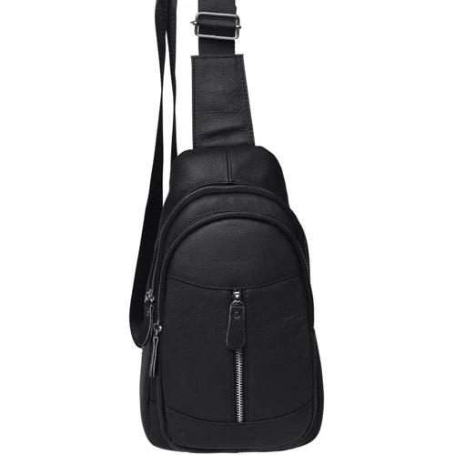 Чоловіча сумка-слінг Borsa Leather чорна (K1318-black): Стать Чоловік