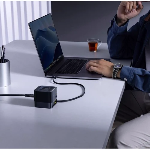 Зарядное устройство Baseus Wall Charger 2xUSB-C+USB GaN Retractable-C 100W Black (P10164001123-00) фото 6