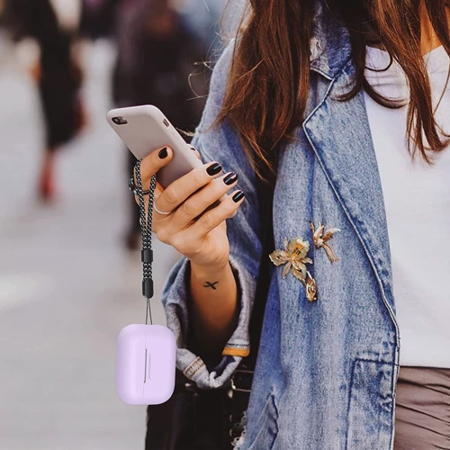 Чохол для навушників AhaStyle Silicone Case with strap Lavender (X003E43NBX) для Apple AirPods Pro 2 фото 5