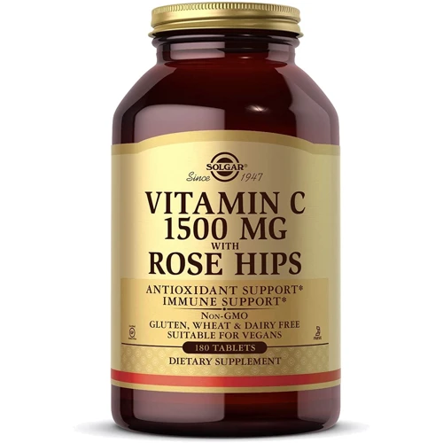 Solgar Vitamin C With Rose Hips 1500 mg Солгар Вітамін С з шипшиною 180 таблеток