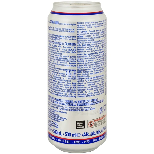 Пиво Oettinger Pils светлое пастеризованное 4.7% 0.5 л ж/б (FSH_4014086020360): Объем, л 0.5