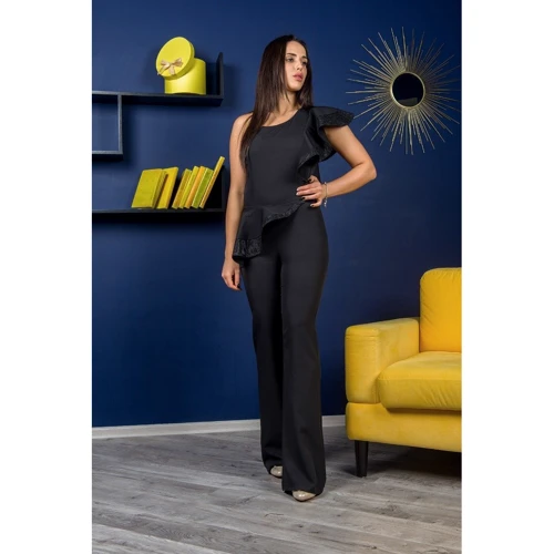 Комбинезон FLFashion Мадлен МКМ 1751 XL черный вечерний