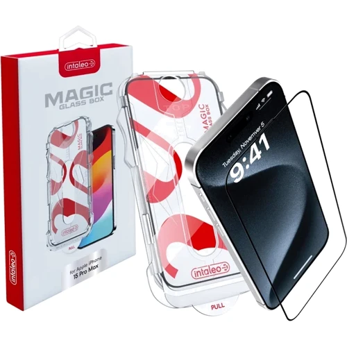 Защитное стекло для iPhone Intaleo Tempered Glass MagicBox Black for iPhone 15 Pro Max: Тип защиты экрана на экран