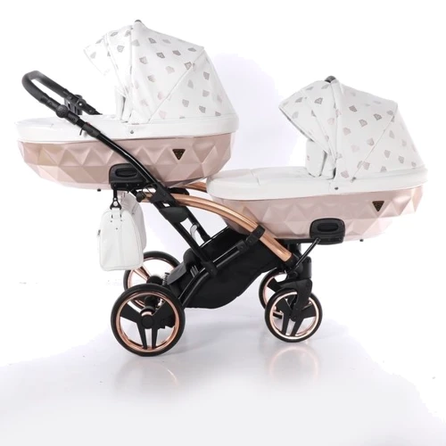 Универсальная коляска для двойни 2 в 1 Junama Glow Duo Slim 01, белый с бронзовым (J-G-DUOs-01) фото 9