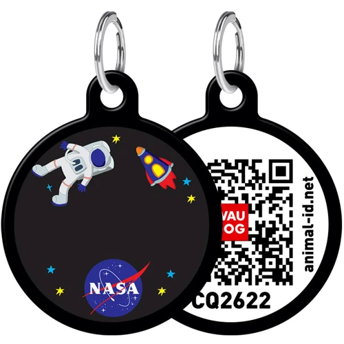 Адреснік WAUDOG Smart ID з QR-паспортом, малюнок "NASA", коло, 30 мм, чорний (0630-0047-01)