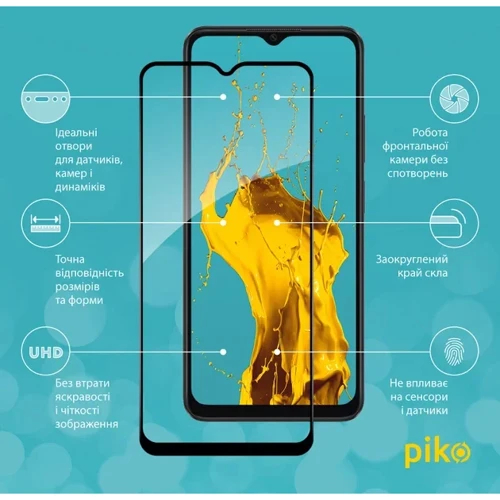 Piko Tempered Glass Full Glue Black для Oppo A38 5G: Тип защитное стекло