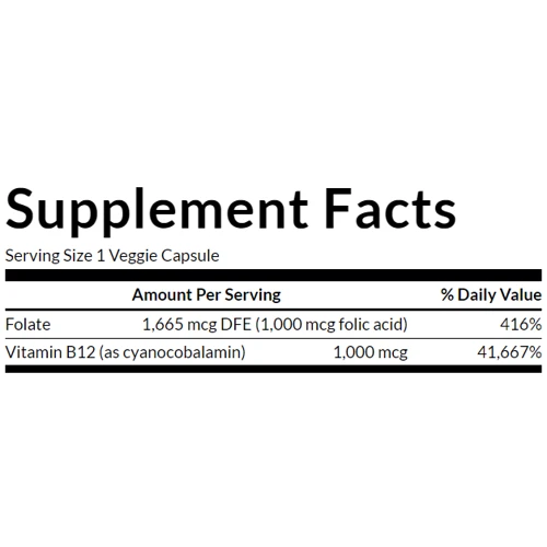 Swanson Folic Acid B12 Фолиевая кислота и B12 30 вегетарианских капсул: Тип Витамин B