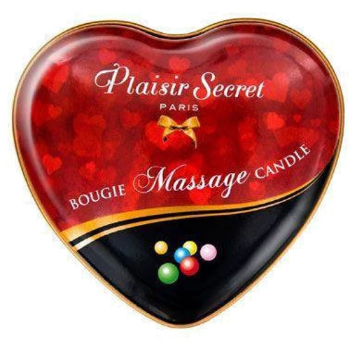 Массажная свеча сердечко Plaisirs Secrets Bubble Gum (35 мл)