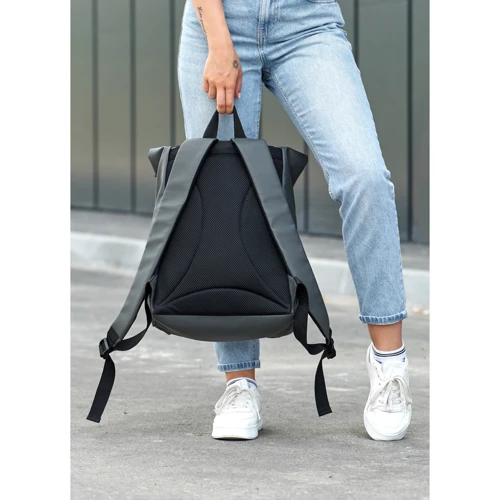Женский рюкзак Sambag RollTop Milton серый (24211009): Фактура Матовая, Гладкая