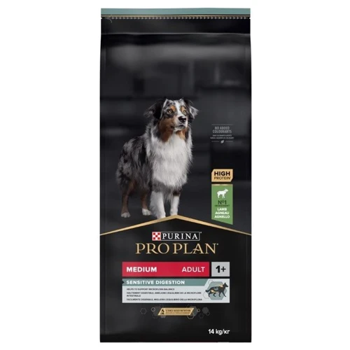 Сухой корм для собак Pro Plan Medium Sensitive с ягненком 14 кг (7613035214774): Свойства Основное питание, Забота о пищеварении