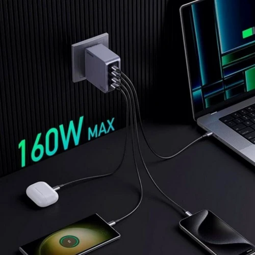 Зарядний пристрій Ugreen Wall Charger 3xUSB-C+USB X763 GaN 160W Nexode Pro Gray (25877) фото 5