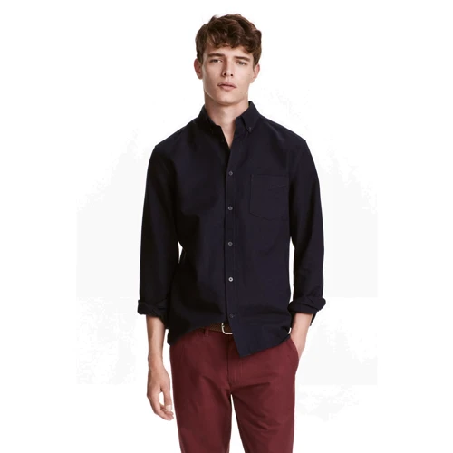 Рубашка H&M 4228234 52 черная с длинным рукавом