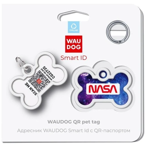 Адресник металлический WAUDOG Smart ID c QR паспортом рисунок NASA21 40х28 мм (0640-0148): Назначение Для всех пород