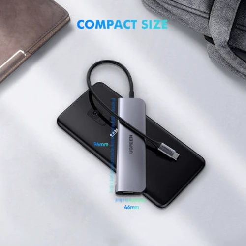 Адаптер Ugreen Adapter CM136 USB-C to HDMI+3xUSB3.0+USB-C Space Gray (50209) фото 6