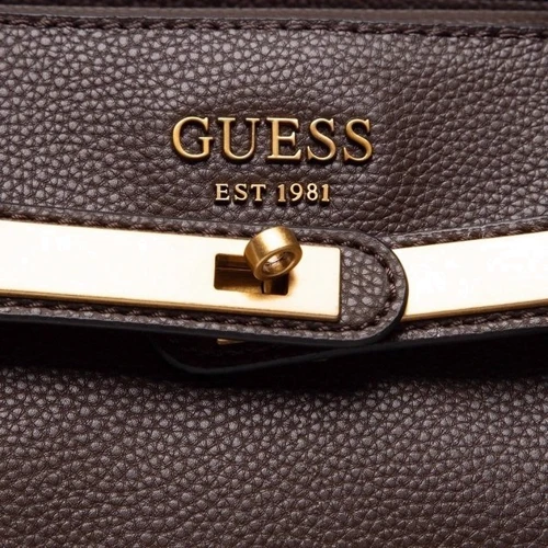 Женская сумка тоут GUESS ENISA HIGH SOCIETY SATCHEL шоколадная (HWVB8421060-CHO): Стиль Повседневный (Casual)