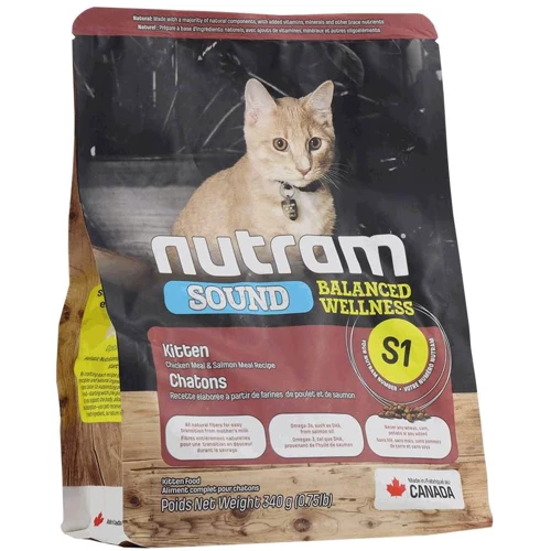 Сухой корм Nutram Sound BW S1 для котят с курицей и лососем 340 г (S1_(340g))