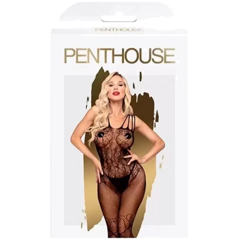 Бодистокинг из сетки и кружева Penthouse DIRTY MIND (черный, S-L)