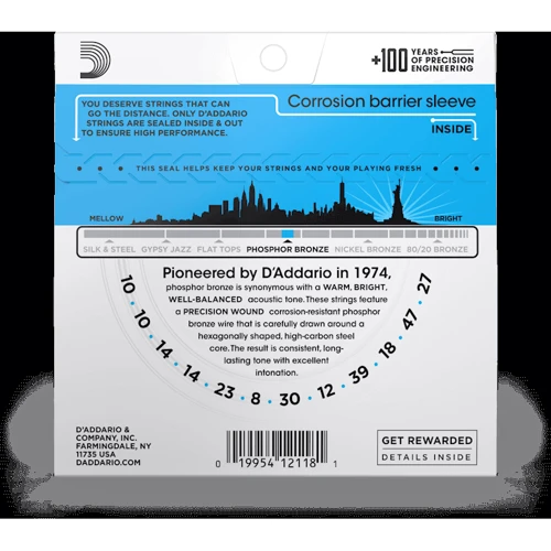 Струна для гитар Комплект струн D'addario EJ38 Phosphor Bronze Regular Light 12-string (10-47): Тип Комплект струн