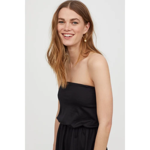 Сукня H & M 2997337 40 чорне повсякденне до середини стегна: Склад Модал, бавовна