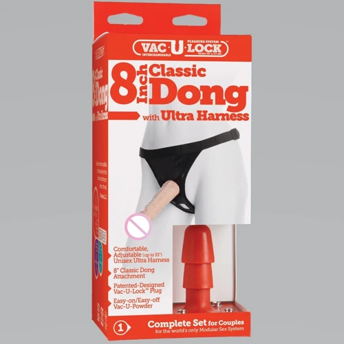 Страпон Doc Johnson Vac-U-Lock - 8 Inch Classic Dong Ultra Harness